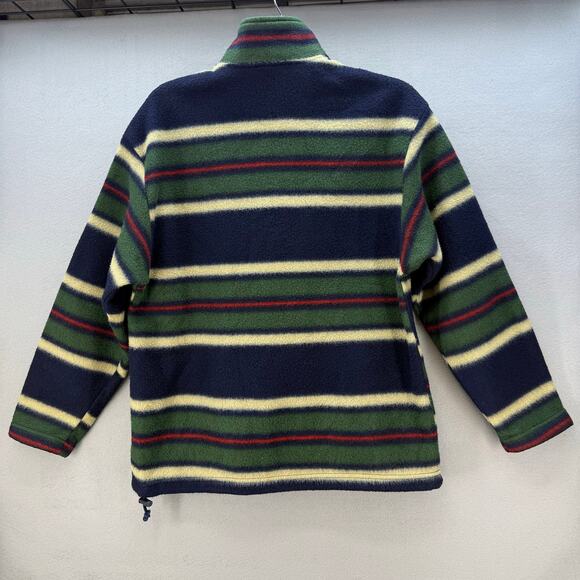 VTG Eddie Bauer Fleece Jacket Men's Large 1/4 Zip Multicolor Stripes Preppy - Picture 2 of 9